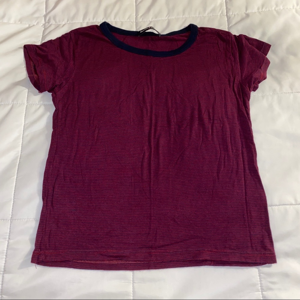 Brandy Melville Small Stripped Maroon/Gray Top OS